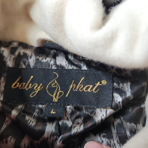 Women's Vintage Cream Hooded Jacket with Houndstooth Trim - Baby Phat - L - Picture 10 of 16